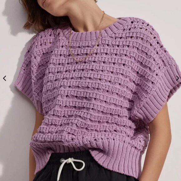 Varley Sweaters - Varley Fillmore Twisted Knit Crewneck Relaxed Fit  Smokey Grape Sweater S NWT